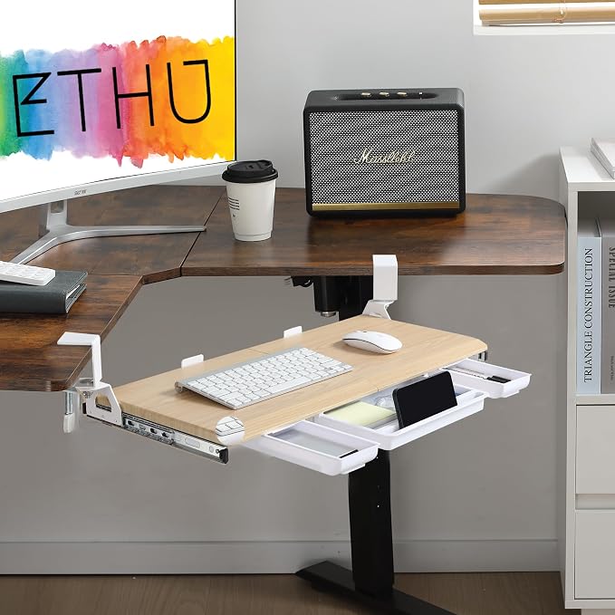 ETHU Keyboard Tray Under Desk, Ergonomic Corner Keyboard Tray - Image 6