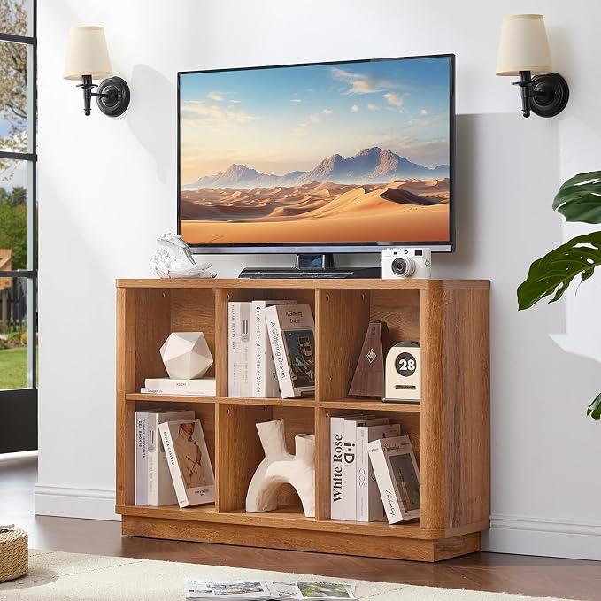 6 Cube Storage Organizer, Floor Standing 2-Tier Wooden Bookshelf - Image 7