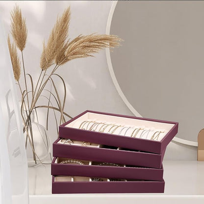 LANDICI Stackable Jewelry Organizer Trays 4 Set, PU Leather Jewelry Organizer - Image 5