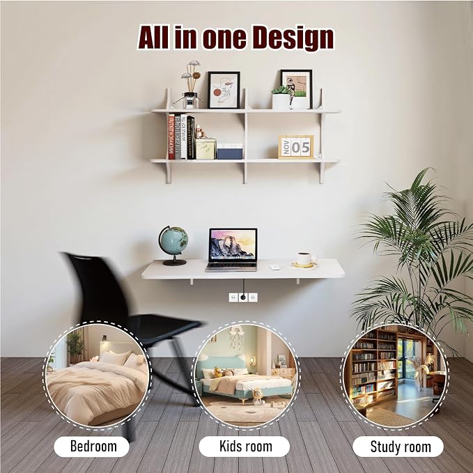 Pmnianhua Wall Mounted Folding Table, Foldable Drop Leaf Table, Wall Mount Fold - Image 5