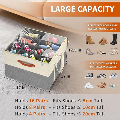 Aokeyee 2 Pack Shoe Organizer for Closet, Foldable Shoe Storage Organizer Box - Image 2