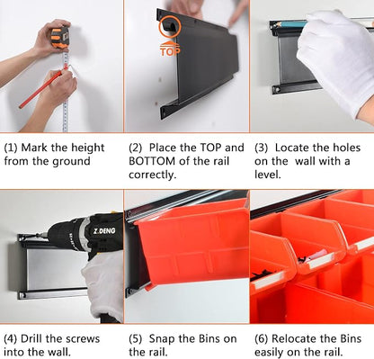 Wallmaster Wall Mounted Storage Bins, Wall Storage Bins Parts Rack 10 Bins&3 - Image 5