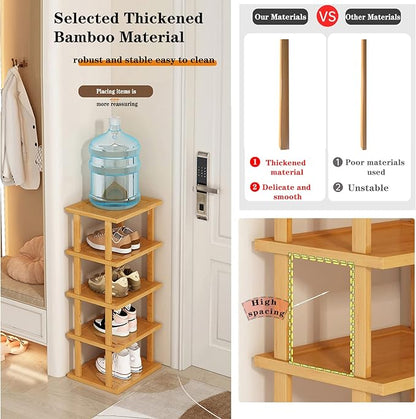SAN HE Bamboo Shoe Rack 5Tier- Vertical Shoe Rack - Image 8