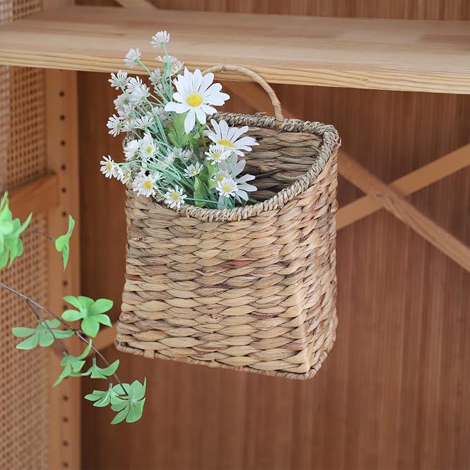 GYASVWU Woven Hanging Basket Water Hyacinth Hanging Wall Basket Wicker Handmade - Image 9