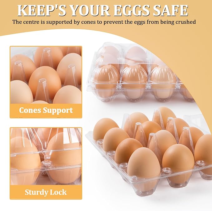 APOCHON 40PCS Plastic Egg Cartons 18 Count, Reusable Egg Holder - Image 4