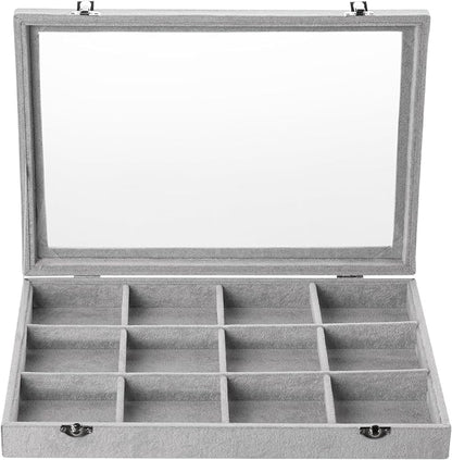 Frebeauty Velvet Jewelry Tray, 12 Grid Jewelry Organizer - Image 2