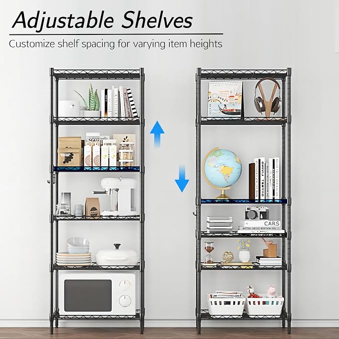 Homdox 6-Tier Storage Shelf Wire Shelving Unit Free Standing Rack Organization - Image 4