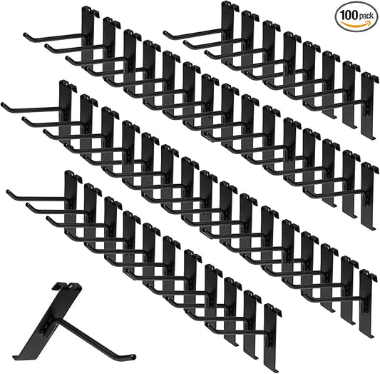 Gridwall Hooks 4 Inch, 100 Pack Grid Wall Hooks, Grid Panel Hooks and Hangers by PYBTOOL