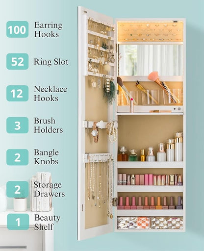 LUXFURNI Mirror Jewelry Cabinet Wall Mounted - Image 2