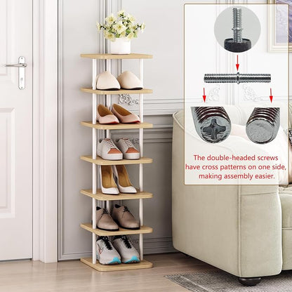 SORCEDAS Shoe Rack Vertical Shoe Shelf Narrow Tall Storage - Image 4