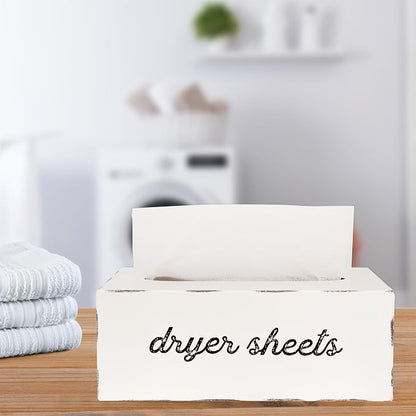 AuldHome Design Dryer Sheet Dispenser; Countertop Rustic White Fabric Softener - Image 8