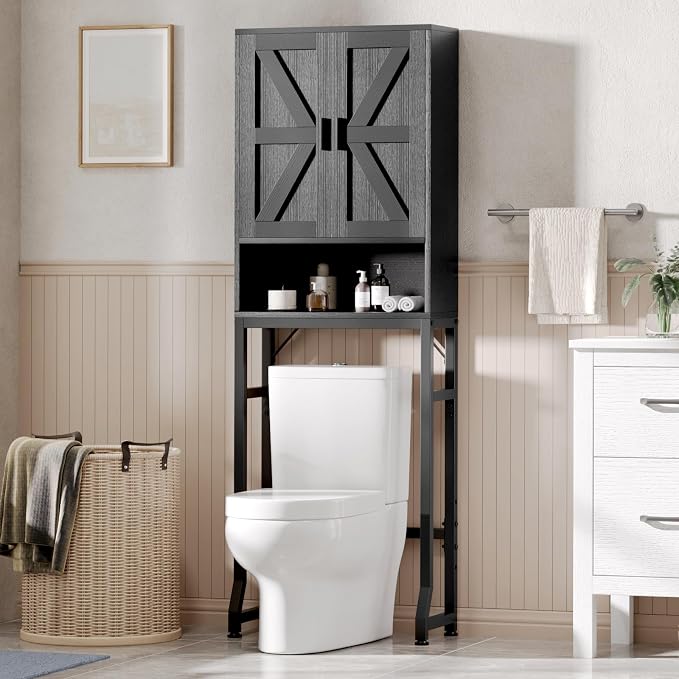 Black Over The Toilet Storage Cabinet by USHOWER