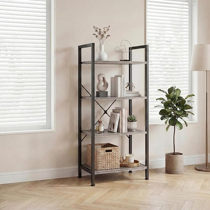 DUMOS 4 Tiers Open Bookshelf, Classic Freestanding Tall Display Shelf, Sturdy - Image 2