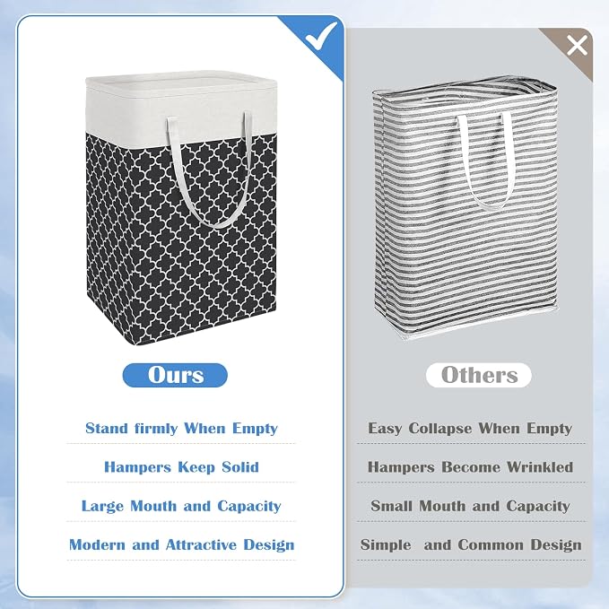 BlissTotes 3-Pack Laundry Basket, Freestanding＆Waterproof Laundry Hamper - Image 3