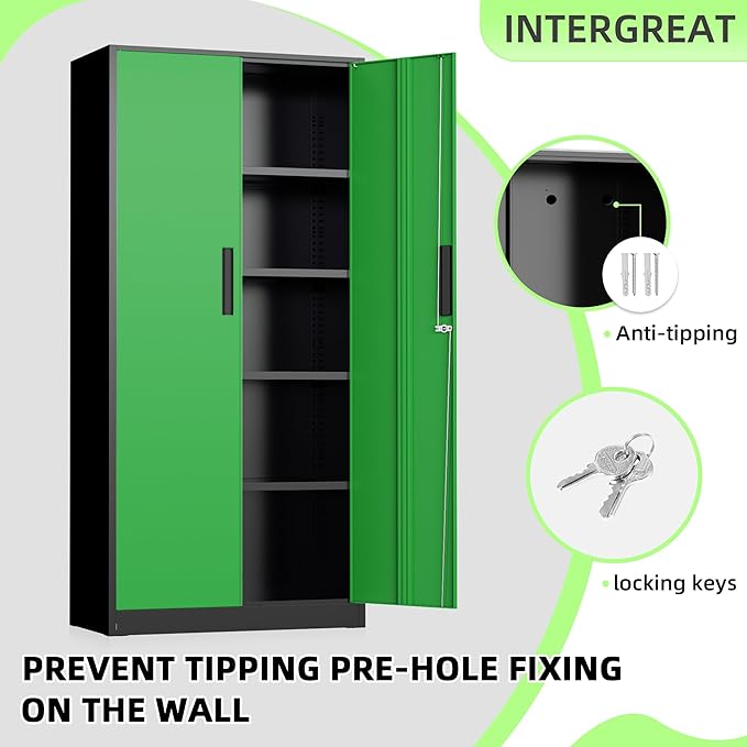 INTERGREAT Metal Storage Cabinet, Tall Metal Cabinet - Image 6