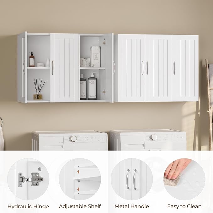 Yaheetech 3-Door Wall Mounted Bathroom Storage Cabinet, Laundry Room, a Roomy - Image 6