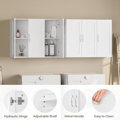 Yaheetech 3-Door Wall Mounted Bathroom Storage Cabinet, Laundry Room, a Roomy - Image 6