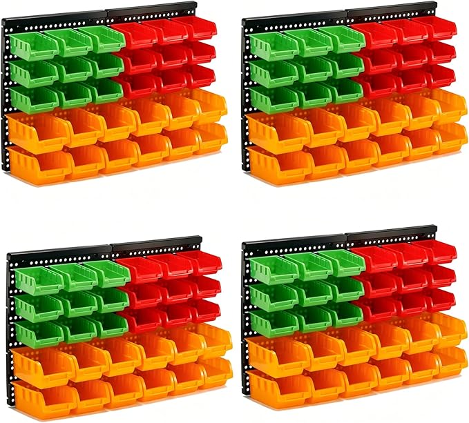 30-Bin Wall Mounted Storage Bins Kit, Tool Organizer Rack, Garage Hardware by VEOFEMLEA