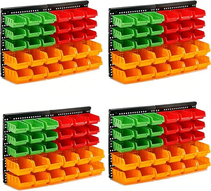 30-Bin Wall Mounted Storage Bins Kit, Tool Organizer Rack, Garage Hardware by VEOFEMLEA