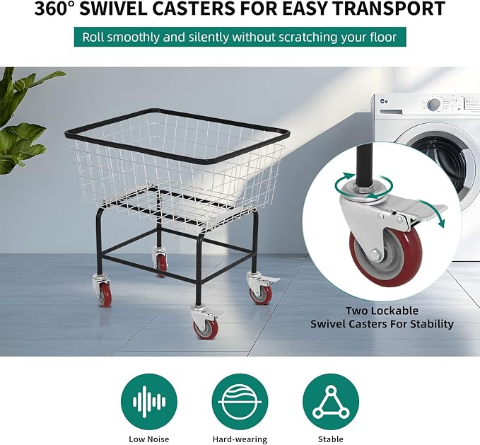 4.5-Bushel Rolling Laundry Cart - Image 6