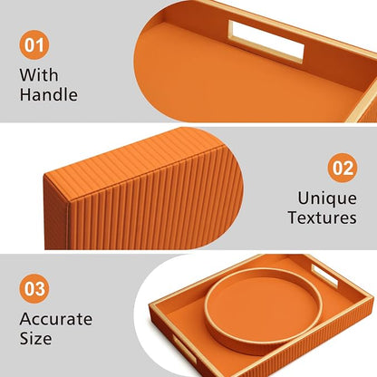 SANZIE Leather Tray Desktop Storage Organizer Premium Serving Tray Decorative - Image 3