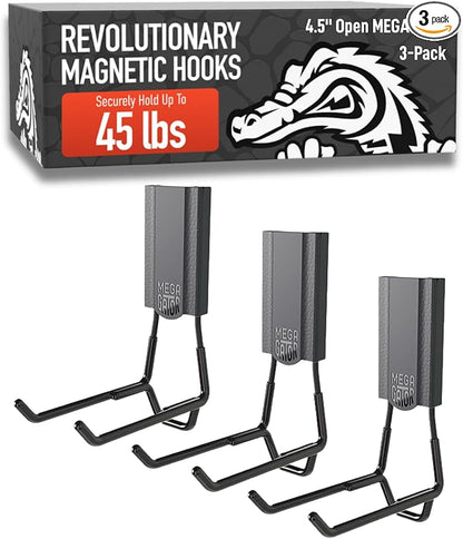 GATOR MAGNETICS MEGA 4.5 in Open Hooks, 45 lb Heavy Duty Magnetic Hooks by GatorMagnetics