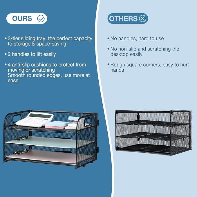 3-Tier Letter Tray Paper Organizer - Image 3