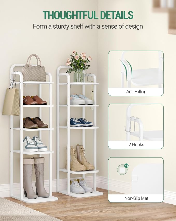 Hzuaneri 6 Tiers Vertical Shoe Rack, Narrow Shoe Tower, Tall Shoes Shelf - Image 3