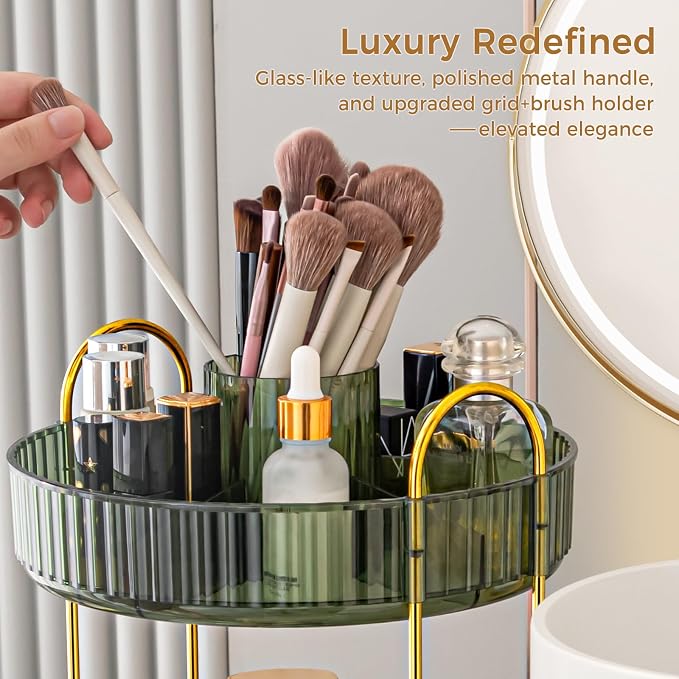 360° Rotating Makeup Organizer, Upgraded 3 Tier Skincare Perfume Organizers - Image 4