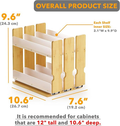 SpaceAid Bamboo Pull Out Spice Rack Organizer - Image 3
