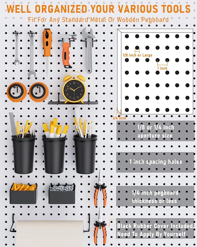 INCLY 30PCS Peg Board Organizer Accessories Kit, Pegboard Hooks Assortment - Image 6