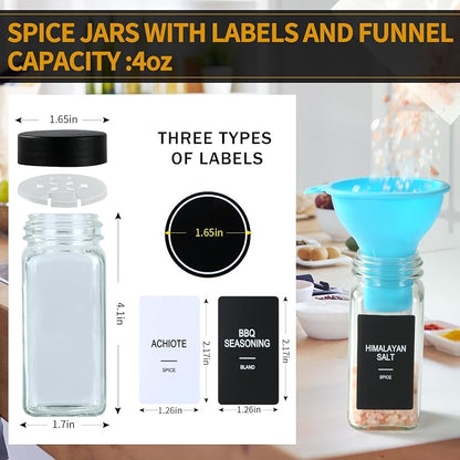 36 Glass Spice Jars with Labels, Spice Jar Set, 4oz Spice Containers, Seasoning - Image 3