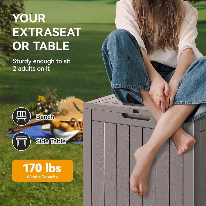 32 * 2 Gallon Outdoor storage deck Box Waterproof ，garden tool, backyard cushion - Image 7