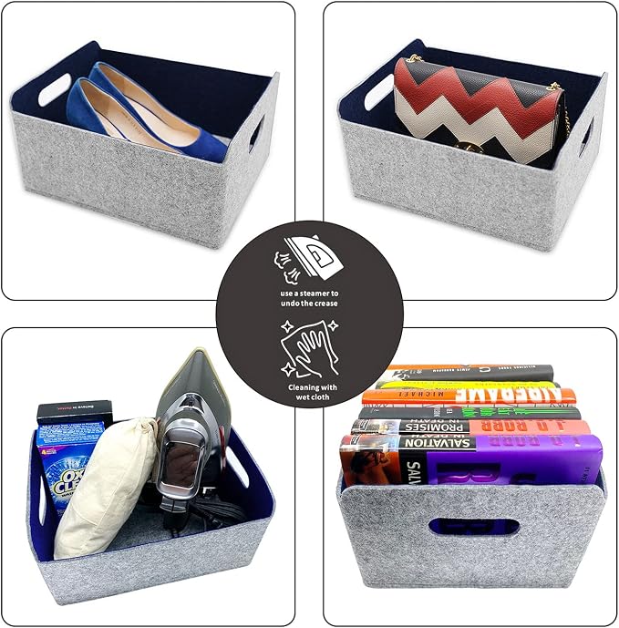 Welaxy storage baskets Felt Foldable Cube bin Shelf Bins Organizer Felt box - Image 6