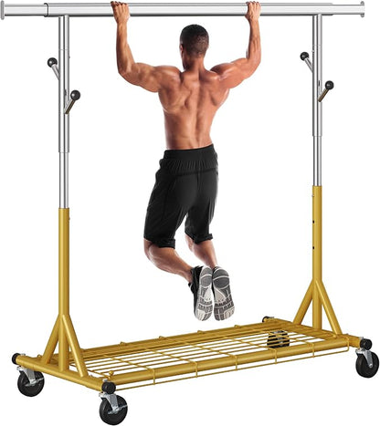 Rolling Clothes Rack Load 530lbs, Heavy Duty Garment Rack by Gewudraw