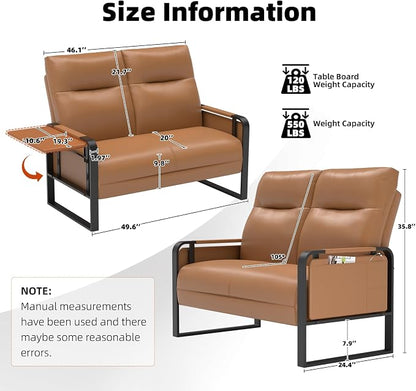 Faux Leather Loveseat, Upholstered Loveseat - Image 2