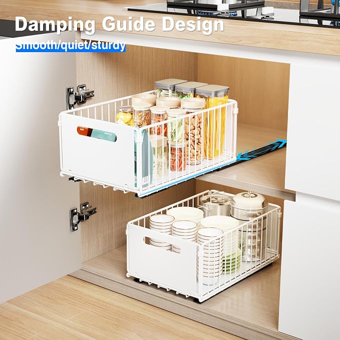 Mustorn 2 Pack Pull Out Cabinet Organizer, Slide Out Drawers - Image 3