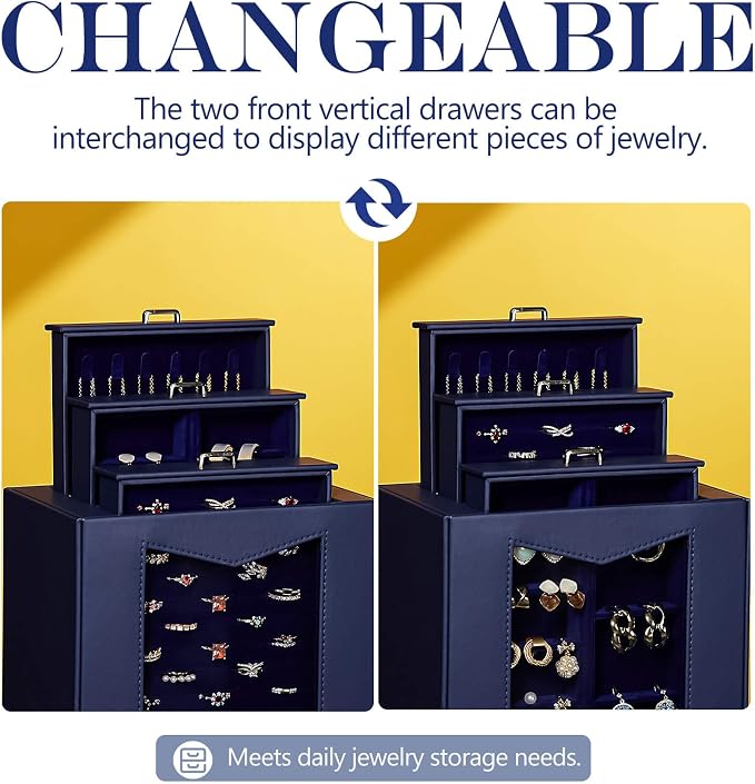 Homde Jewelry Organizer with Transparent Window Necklace Hooks Gift - Image 3