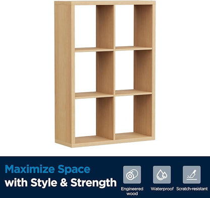 6 Cube Storage Organizer, 2x3 Cube Bookshelf, Cubby Storage Shelf, Wooden - Image 8