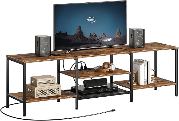 HOOBRO TV Stand with Power Outlets to 75 Inches, TV Console Table with Open by HOOBRO