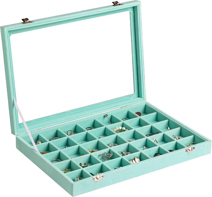 Frebeauty Velvet Jewelry Tray, 35 Grid Jewelry Organizer by Frebeauty