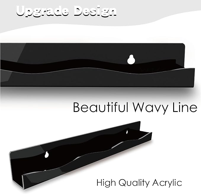 YMVV 15" Nail Polish Rack Wall Mounted Shelf, 6 Pack Black Acrylic Organizer - Image 4