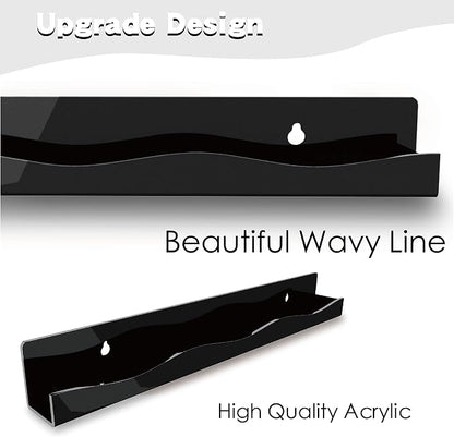 YMVV 15" Nail Polish Rack Wall Mounted Shelf, 6 Pack Black Acrylic Organizer - Image 4