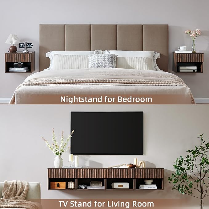 Floating Nightstand with Fluted Drawer - Image 5