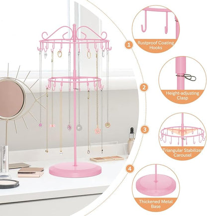 iDavosic.ly 2 Tier Rotating Necklace Holder Organizer - Image 3