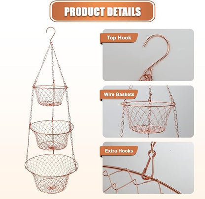 Hanging Fruit Basket – 3 Tier Hanging Baskets - Image 3