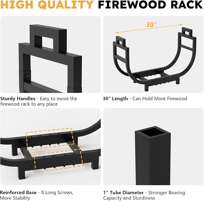 30 Inch Firewood Rack Outdoor Indoor - Image 4