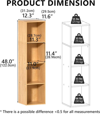 4 Cube Storage Organizer, 4 Tier Cube Low Bookcase Freestanding Storage Display - Image 6
