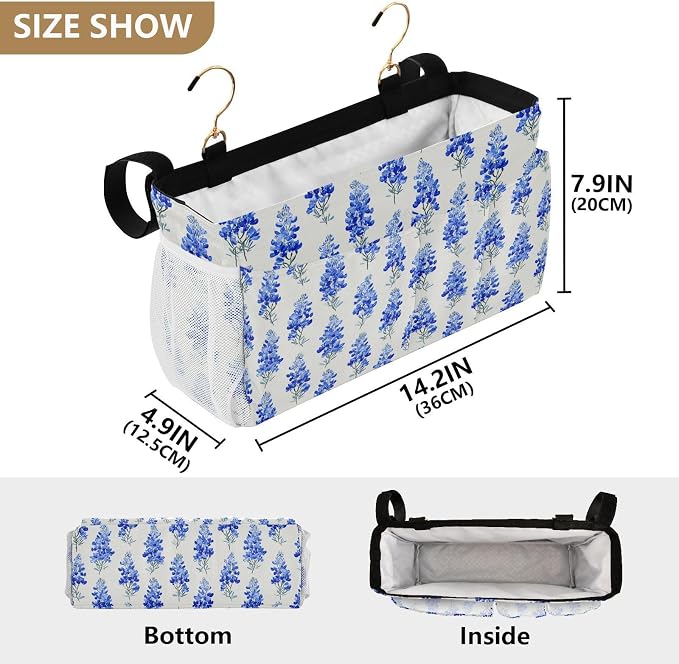 Watercolor Bluebonnets Bedside Caddy - Image 4