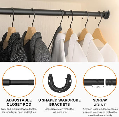 SUTINE Closet Rod for Hanging Clothes, 17 to 52 Inch Adjustable Closet Hanging - Image 2